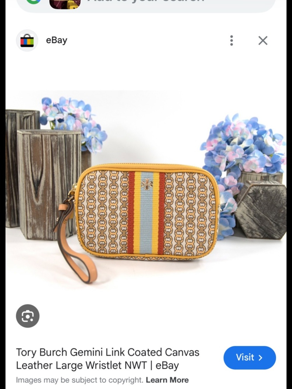 Tory Burch Yellow Multicolor Gemini Link Wristlet